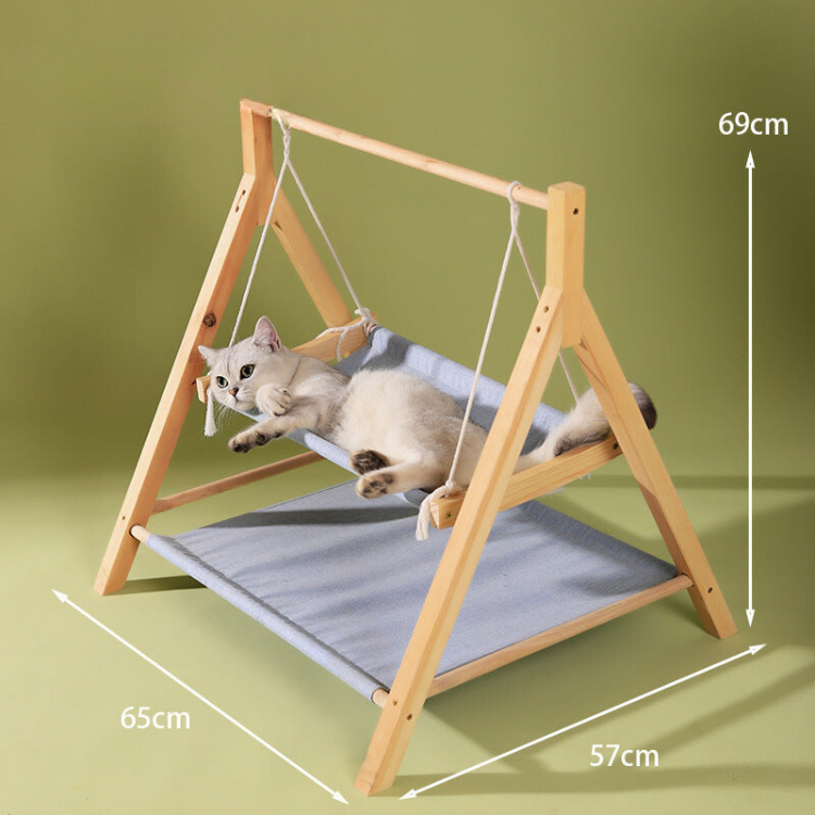 Solid Wood Double-layer Cat Hammock Swing Hanging Bed - Cat Furniture - DINIBLO 