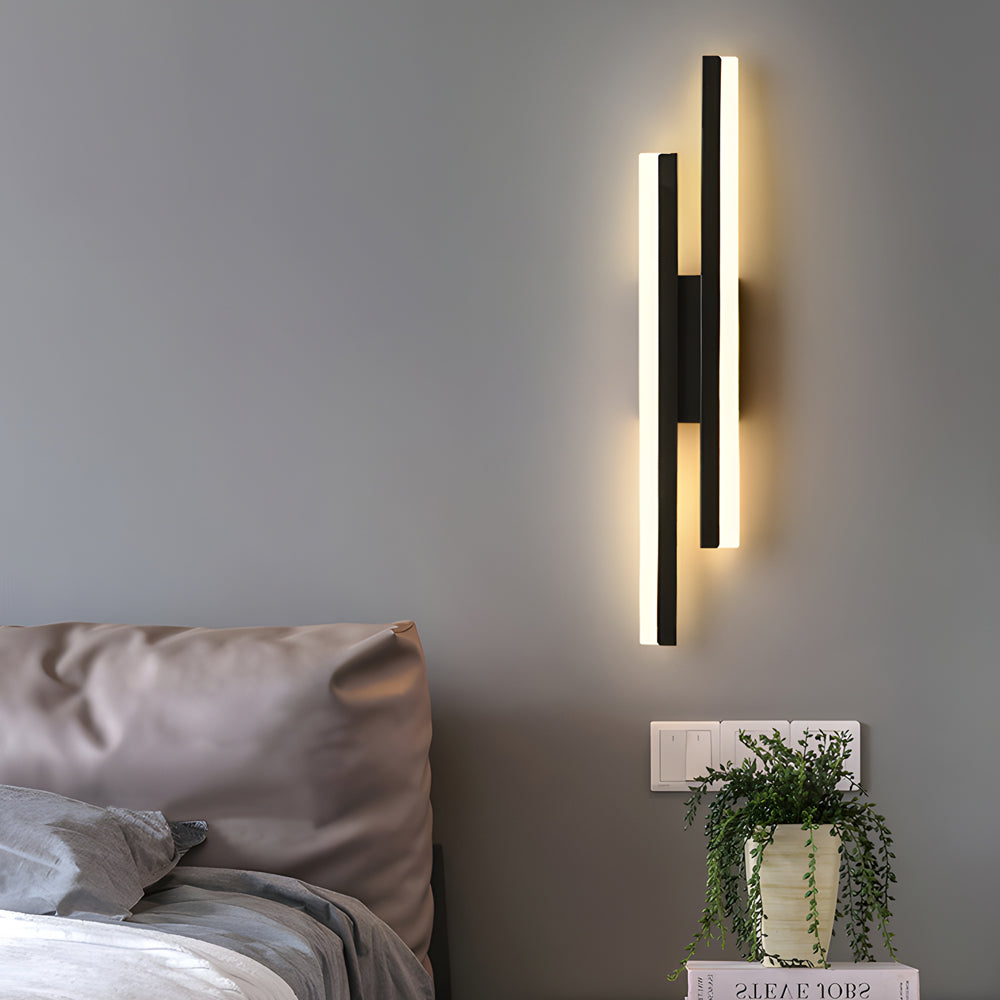 Modern 2-Light Linear LED Wall Lamp with 3-Step Dimming - Black/Gold Wall Sconce - Lighting > Wall Lights > Picture Lights - DINIBLO 