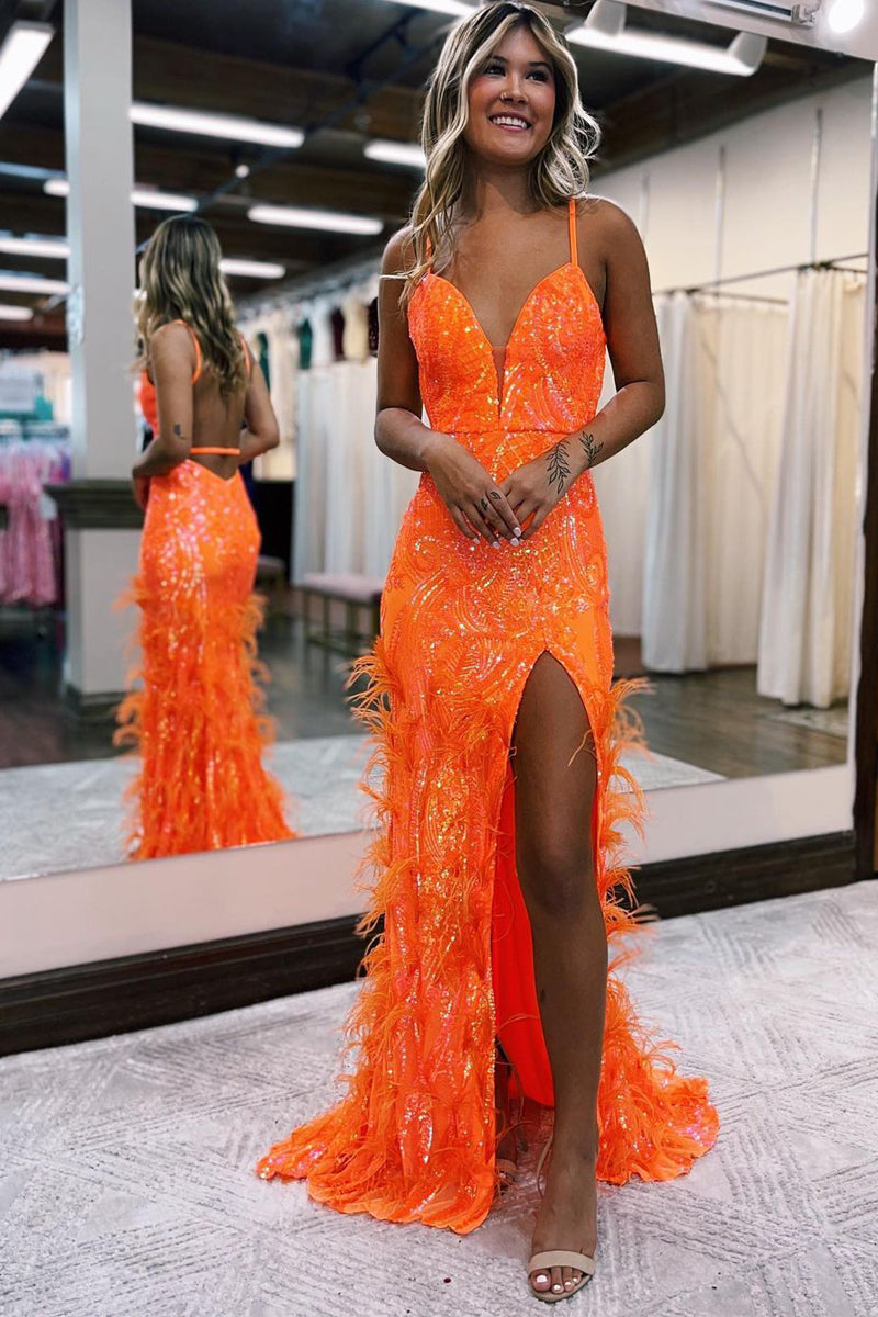 Sonia | Jade Sequin Lace V Neck Mermaid Prom Dresses with Slit - Prom Dress - DINIBLO 