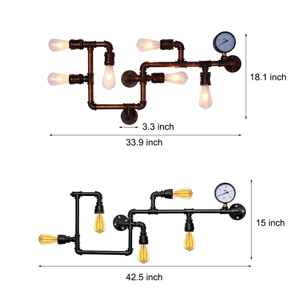 Vintage Iron Water Pipes Retro Creative Industrial Style Wall Light Fixture - Lighting > Wall Lights > Wall sconces - DINIBLO 