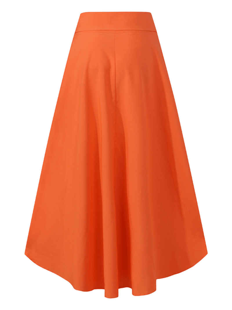 Solid Color High Waist Belted Side Zipper Irregular Hem Casual Skirts - Skirts - DINIBLO 