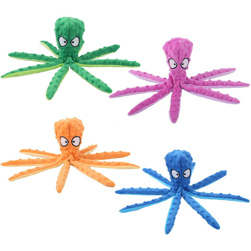 Pet Unstuffed Plush Toy Octopus Crinkle Paper Squeaker - Dog Toys - DINIBLO 