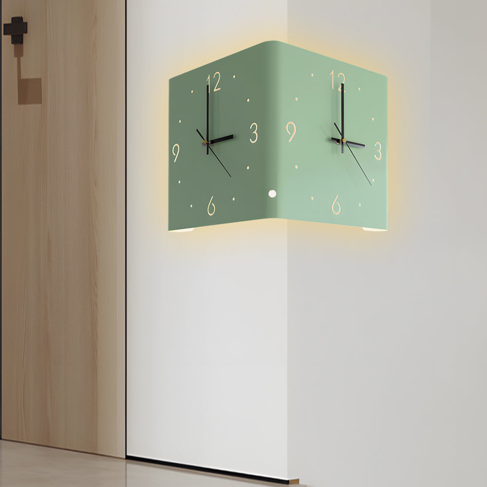 Mute USB Motion Sensor LED Foldable Double Sided Corner Wall Clock - Lighting > Wall Lights > Wall sconces - DINIBLO 