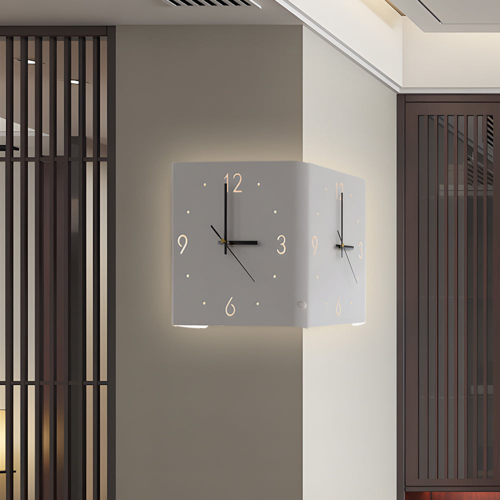 Mute USB Motion Sensor LED Foldable Double Sided Corner Wall Clock - Lighting > Wall Lights > Wall sconces - DINIBLO 