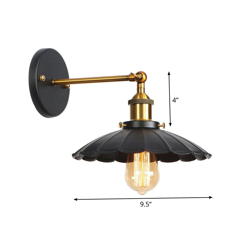 Industrial Metal Rotatable Wall Lamp in Black with Brass Arm and Open Bulb Design -  - DINIBLO 