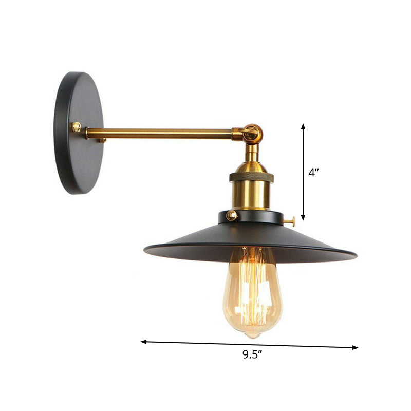 Industrial Metal Rotatable Wall Lamp in Black with Brass Arm and Open Bulb Design -  - DINIBLO 