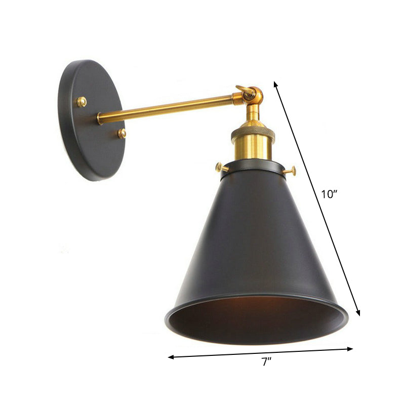 Industrial Metal Rotatable Wall Lamp in Black with Brass Arm and Open Bulb Design -  - DINIBLO 