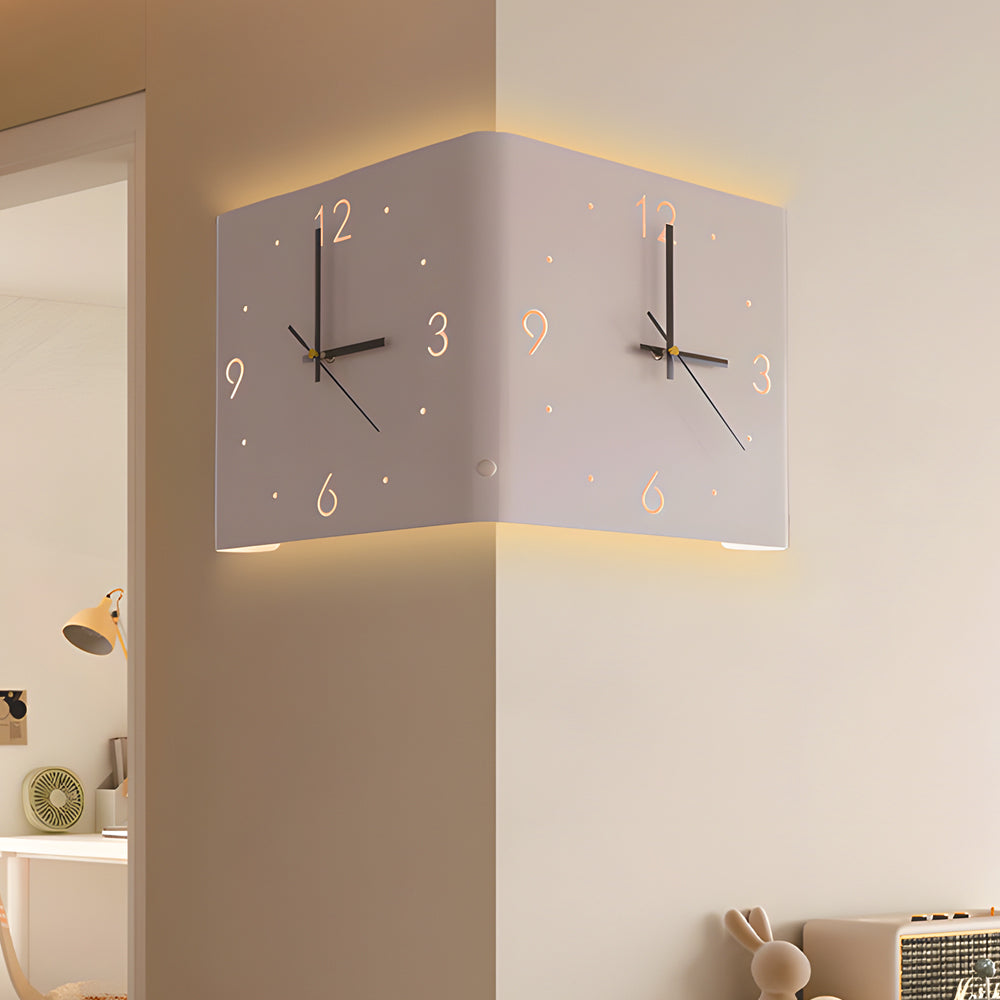 Mute USB Motion Sensor LED Foldable Double Sided Corner Wall Clock - Lighting > Wall Lights > Wall sconces - DINIBLO 