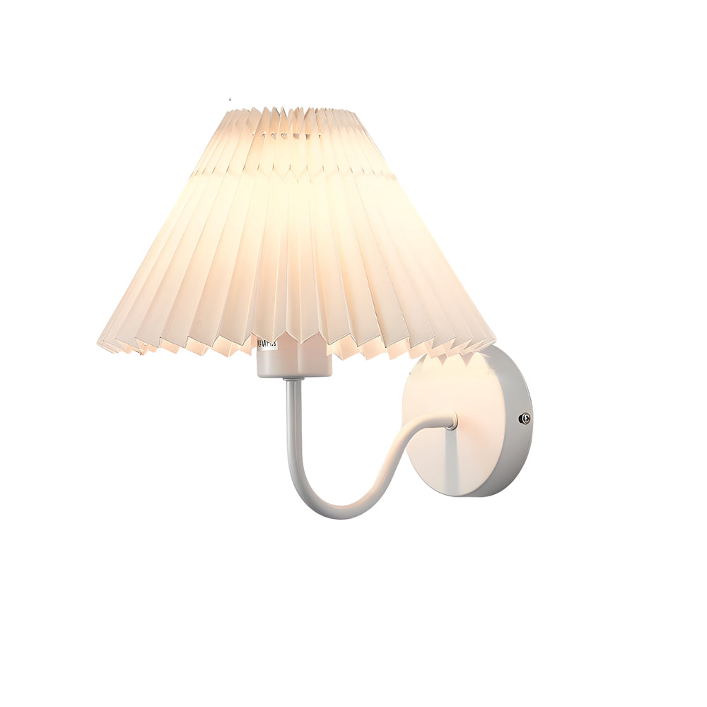 Vintage 1-Light Dimmable Metallic Armed Sconce with Pleated Fabric Shade - Lighting > Wall Lights > Wall sconces - DINIBLO 