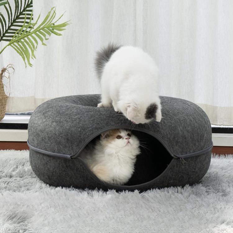 Felt Cat Donut Tunnel Bed - Cat Beds - DINIBLO 