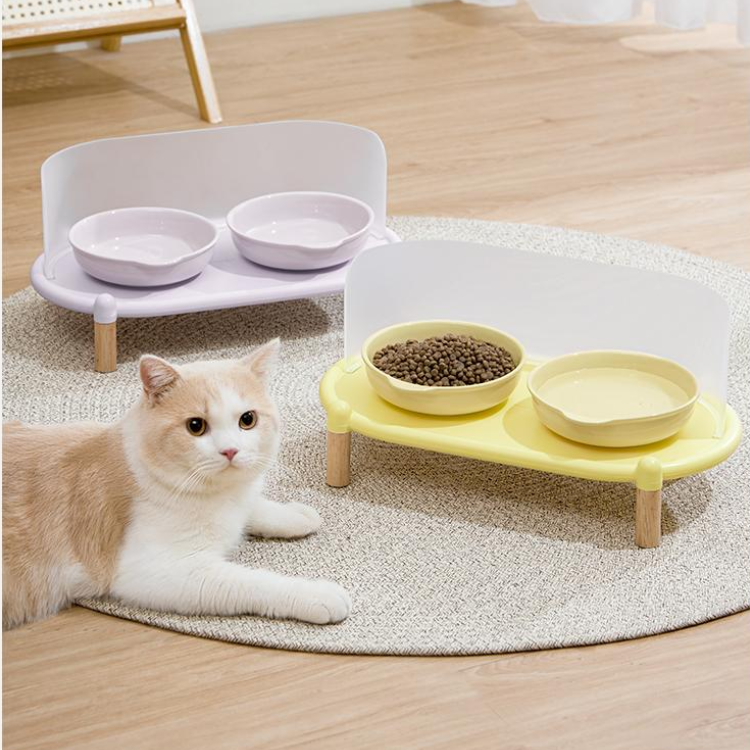 Elevated Anti-Splash Ceramic Cat Bowl Pet Dining Table Plate Water Bowl - Pet Bowls, Feeders & Waterers - DINIBLO 