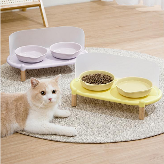 Elevated Anti-Splash Ceramic Cat Bowl Pet Dining Table Plate Water Bowl - Pet Bowls, Feeders & Waterers - DINIBLO 