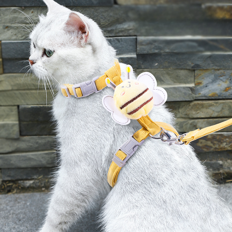 Cat Harness Leash Collar Set Adjustable Cartoon Bee - Pet Leashes - DINIBLO 