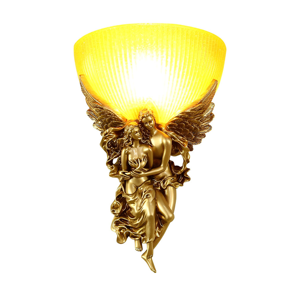 Retro Resin 3D Shy Angel Art Sculpture Glass European Style Wall Lamp - Lighting > Wall Lights > Wall sconces - DINIBLO 