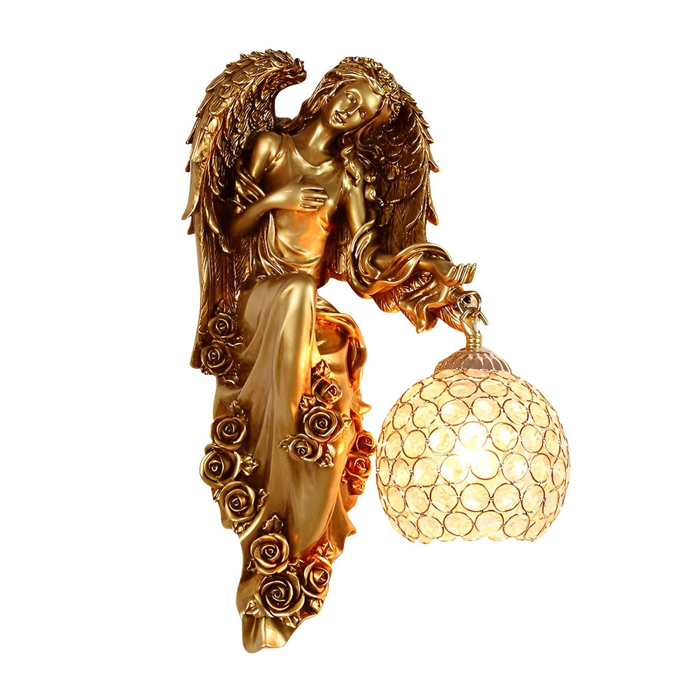 Resin Antique Angel Creative Glass Crystal European Style Wall Lamp - Lighting > Wall Lights > Wall sconces - DINIBLO 