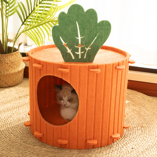 Carrot Cat Tunnel Felt Cave Bed - Cat Beds - DINIBLO 