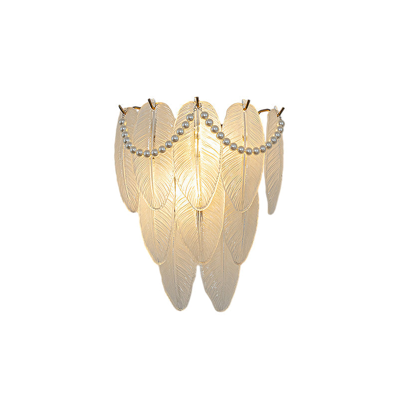 Glass Leaves Feathers Luxury Three Step Dimming French Style Wall Lamp - Lighting > Wall Lights > Wall sconces - DINIBLO 