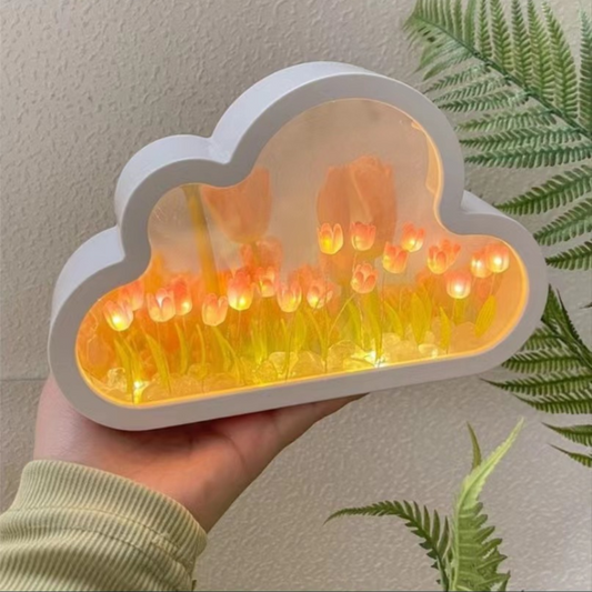 Cloud Tulip Night Light DIY Mirror - Night Lights & Ambient Lighting - DINIBLO 