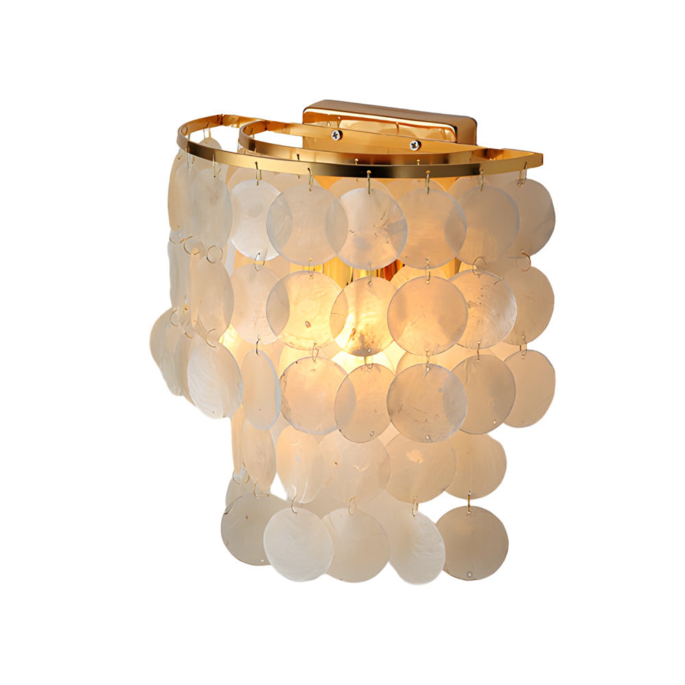 Gold/Chrome Coastal Capiz Shell Wall Sconce LED Metallic Bedside Wall Lighting - Lighting > Wall Lights > Wall sconces - DINIBLO 