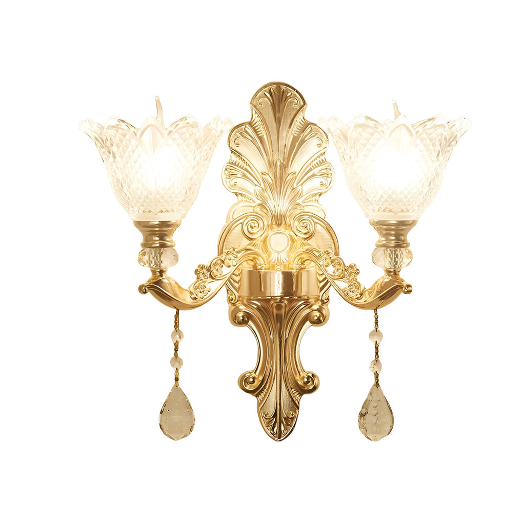 2 Lights Flowers Crystal Glass Three Step Dimming European-Style Wall Lamp - Lighting > Wall Lights > Wall sconces - DINIBLO 