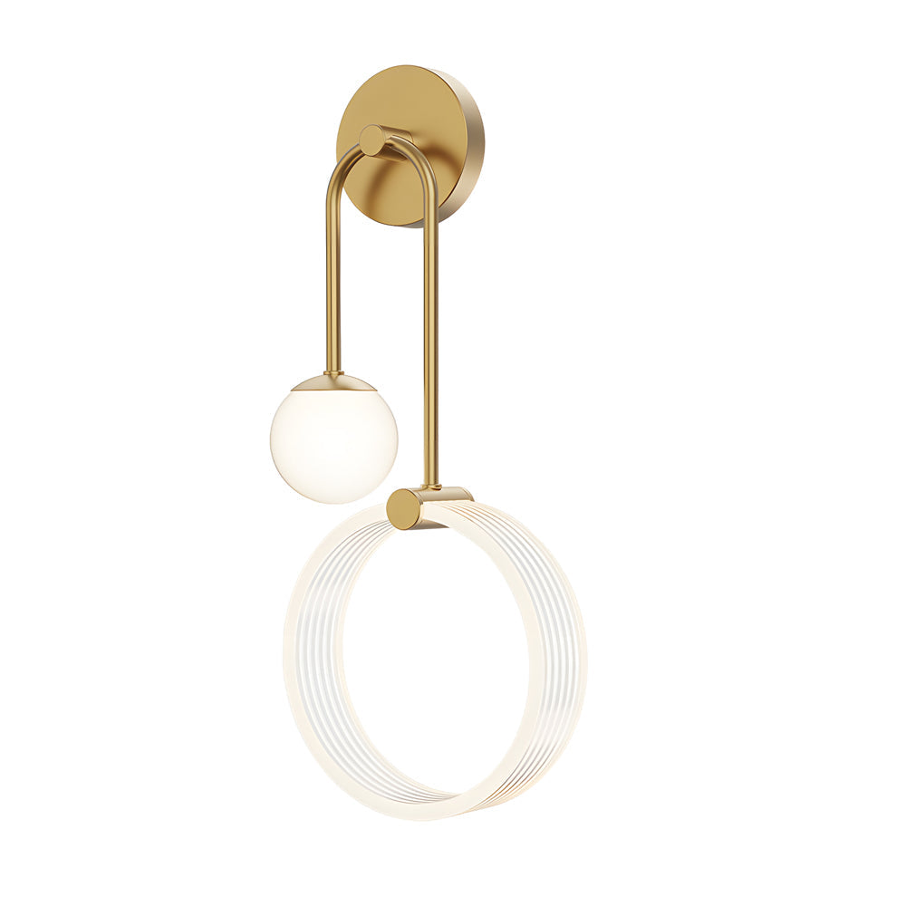 Modern 2-Light LED Wall Sconces with Acrylic Ring and Frosted Globe - Lighting > Wall Lights > Wall sconces - DINIBLO 