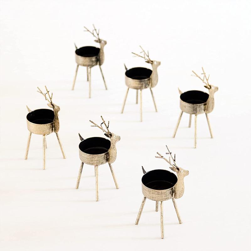 6-Piece Metal Reindeer Tea Light Candle Holder Set Christmas Table Decorations - Home Decor > Candle holders & Lanterns > Candles & Candle holders - DINIBLO 