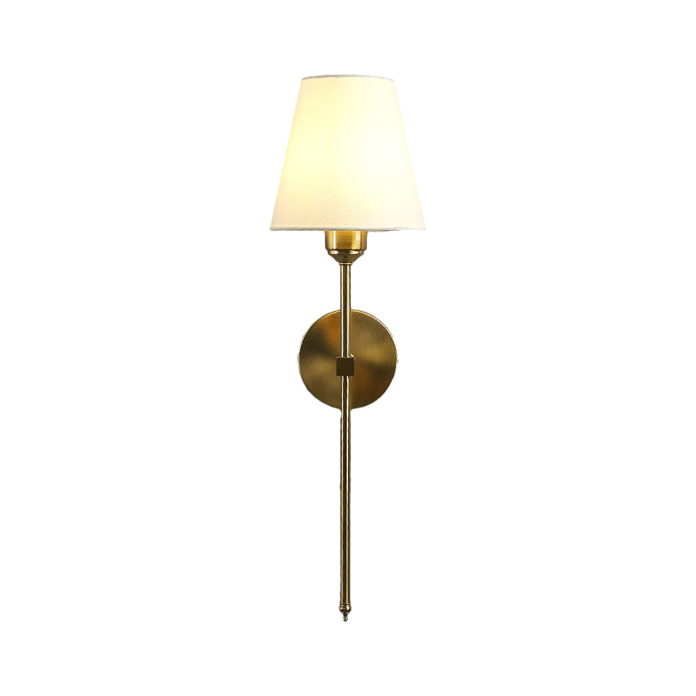 Modern 1-Light Black/Gold Wall Sconce with White Linen Fabric Shade - Lighting > Wall Lights > Wall sconces - DINIBLO 