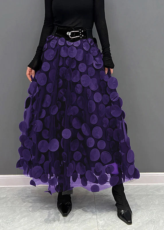 Elegant Black Dot Patchwork Tulle Skirt Fall - Skirts - DINIBLO 