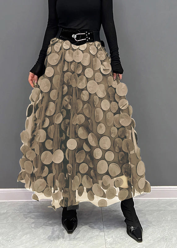 Elegant Khaki  Dot Patchwork Tulle Skirt Fall - Skirts - DINIBLO 