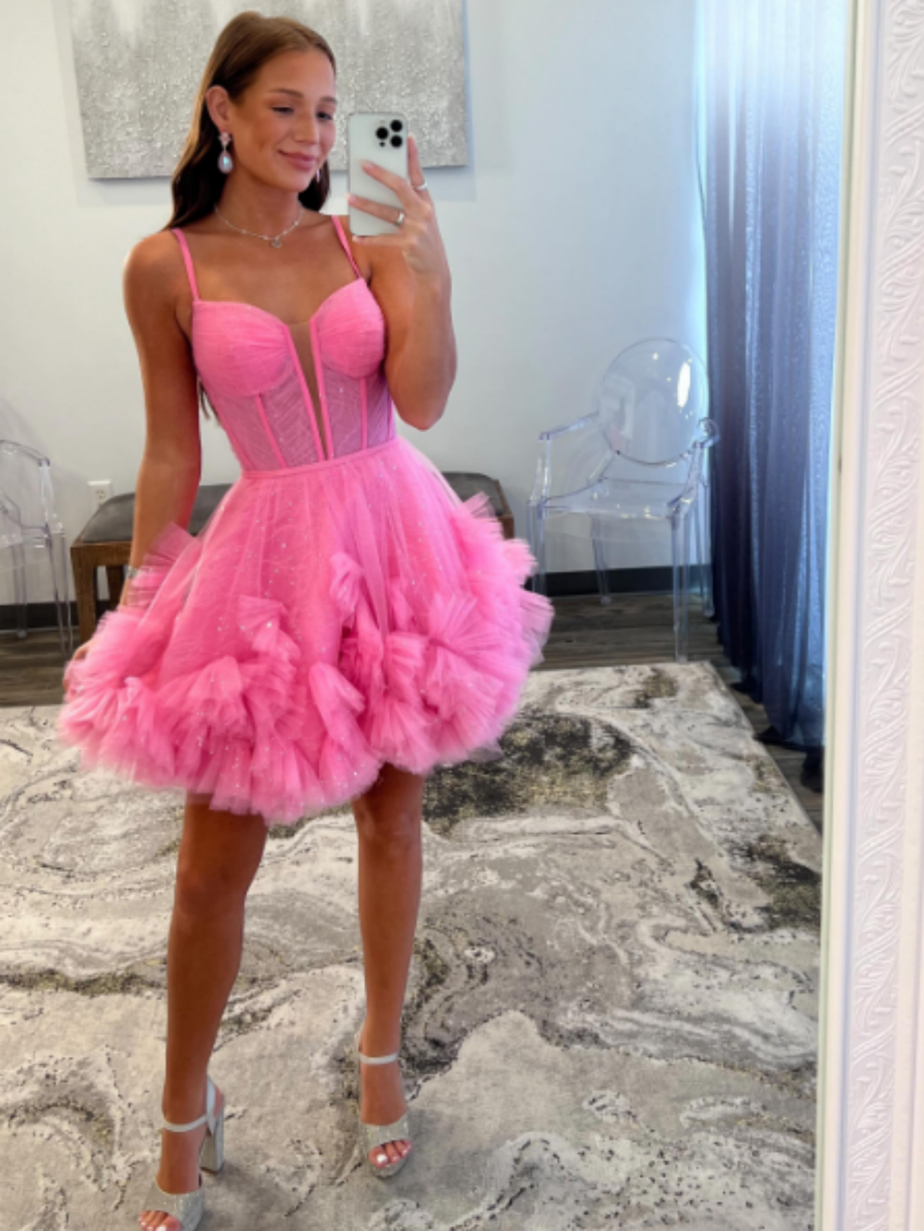 Yara |A-Line V Neck Short Tulle Homecoming Dress - Homecoming Dress - DINIBLO 