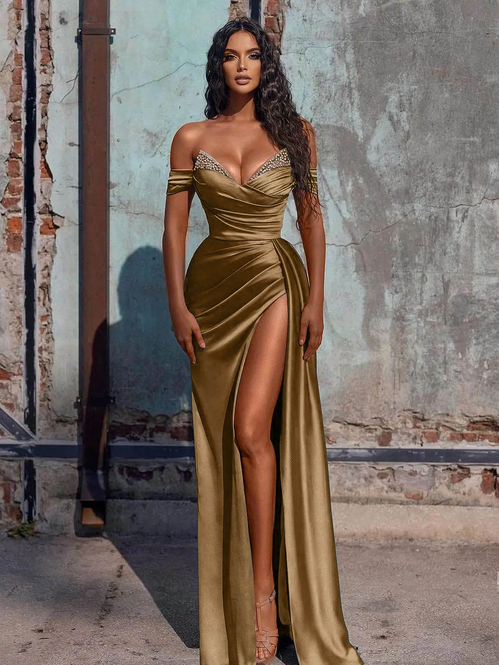 Adelaide |Mermaid Satin Long Prom Dress with Slit - Prom Dress - DINIBLO 