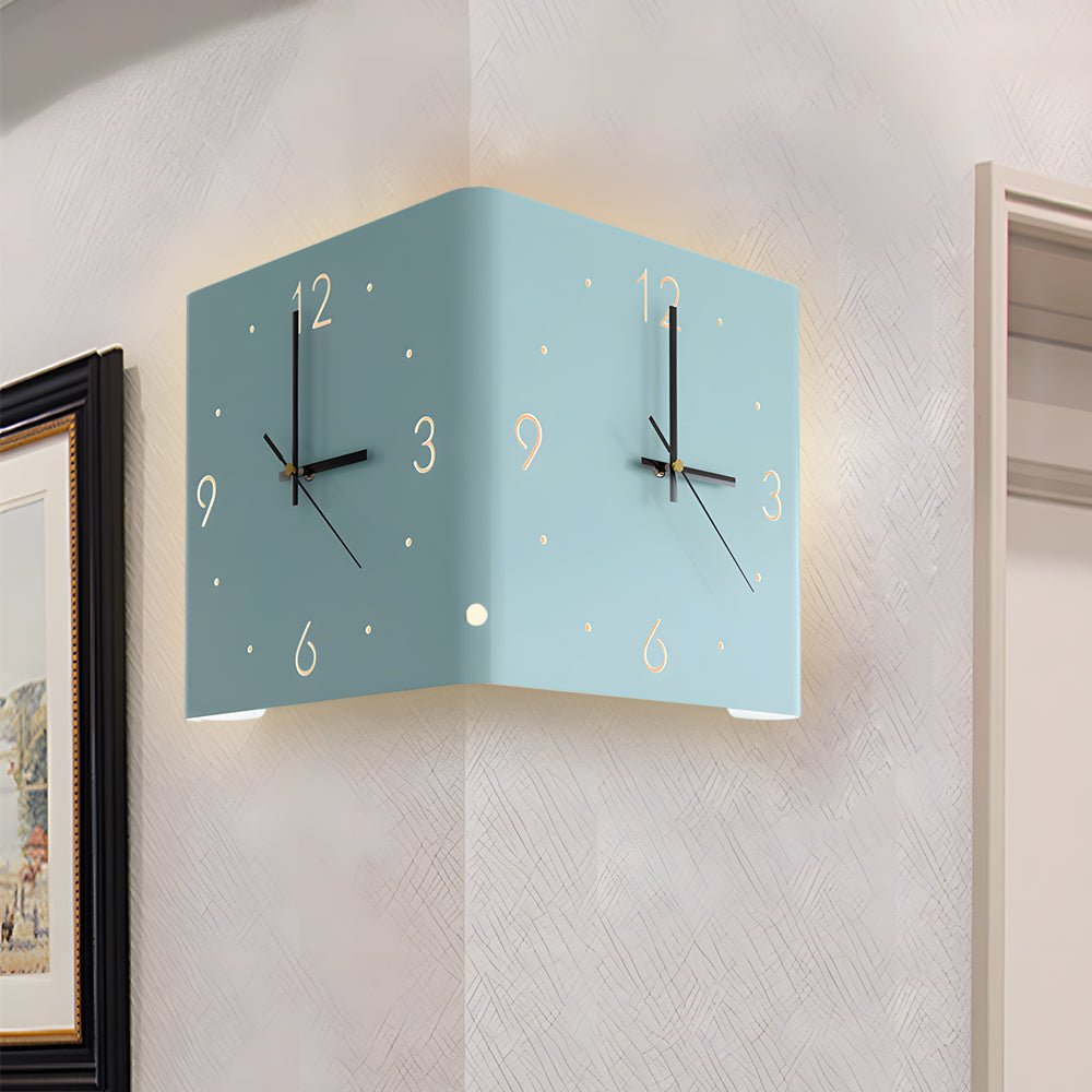 Mute USB Motion Sensor LED Foldable Double Sided Corner Wall Clock - Lighting > Wall Lights > Wall sconces - DINIBLO 