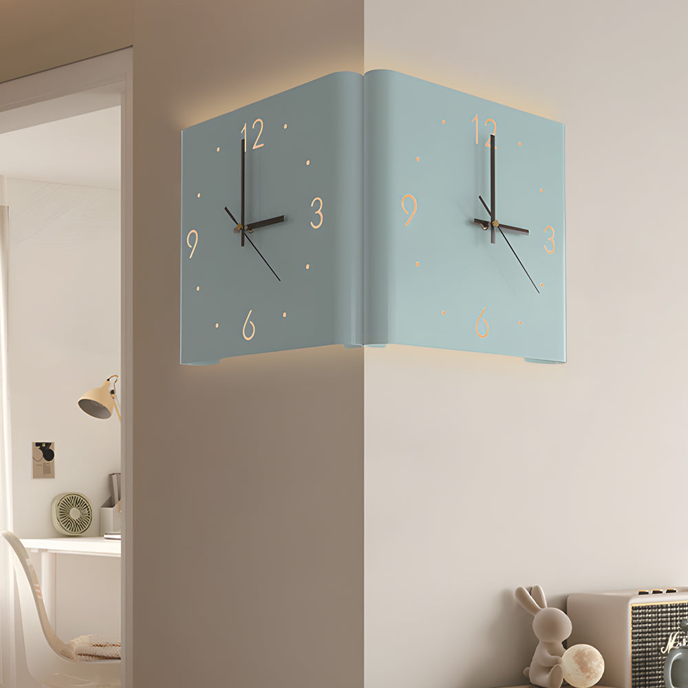 Mute USB Motion Sensor LED Foldable Double Sided Corner Wall Clock - Lighting > Wall Lights > Wall sconces - DINIBLO 