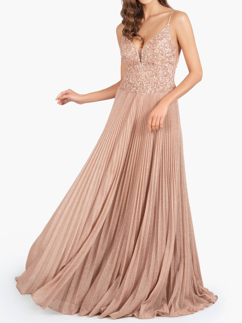 Elizabeth Rose Pink | A-line Floor Length Glitter Jersey Prom Dress with Appliques and Sequins - Prom Dresses - DINIBLO 