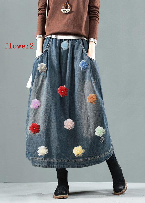 Blue Pockets Retro Patchwork Summer Skirts Denim - Skirts - DINIBLO 