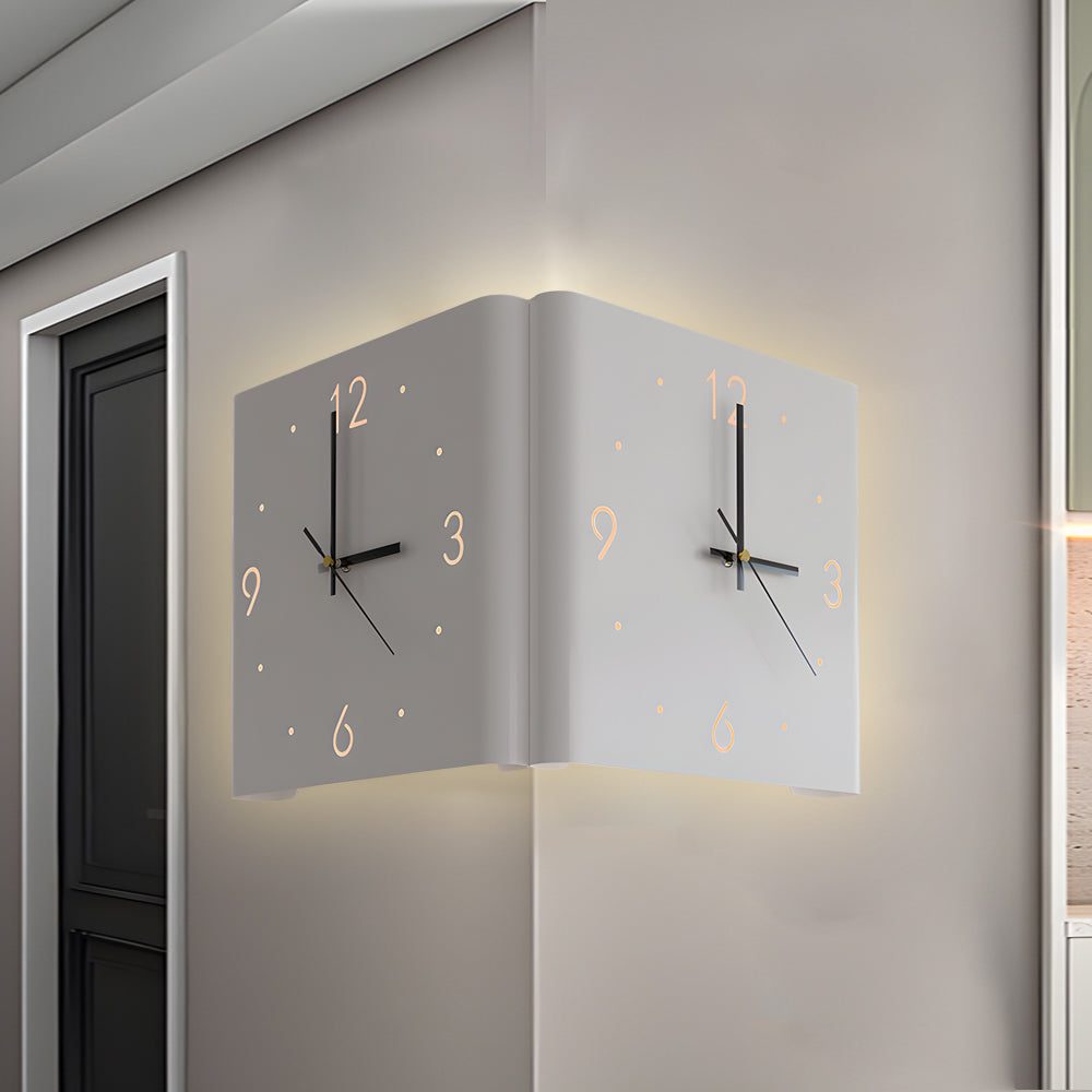 Mute USB Motion Sensor LED Foldable Double Sided Corner Wall Clock - Lighting > Wall Lights > Wall sconces - DINIBLO 