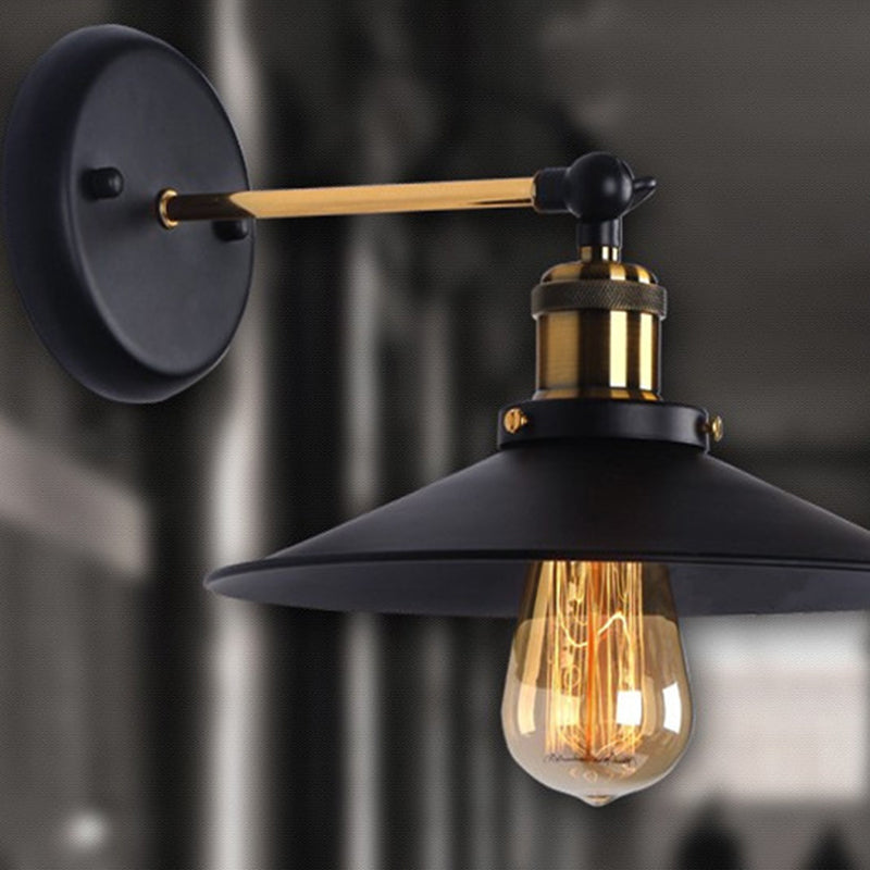 Industrial Metal Wall Mount Lamp with Black Shade - 1 Head Corridor Lighting -  - DINIBLO 