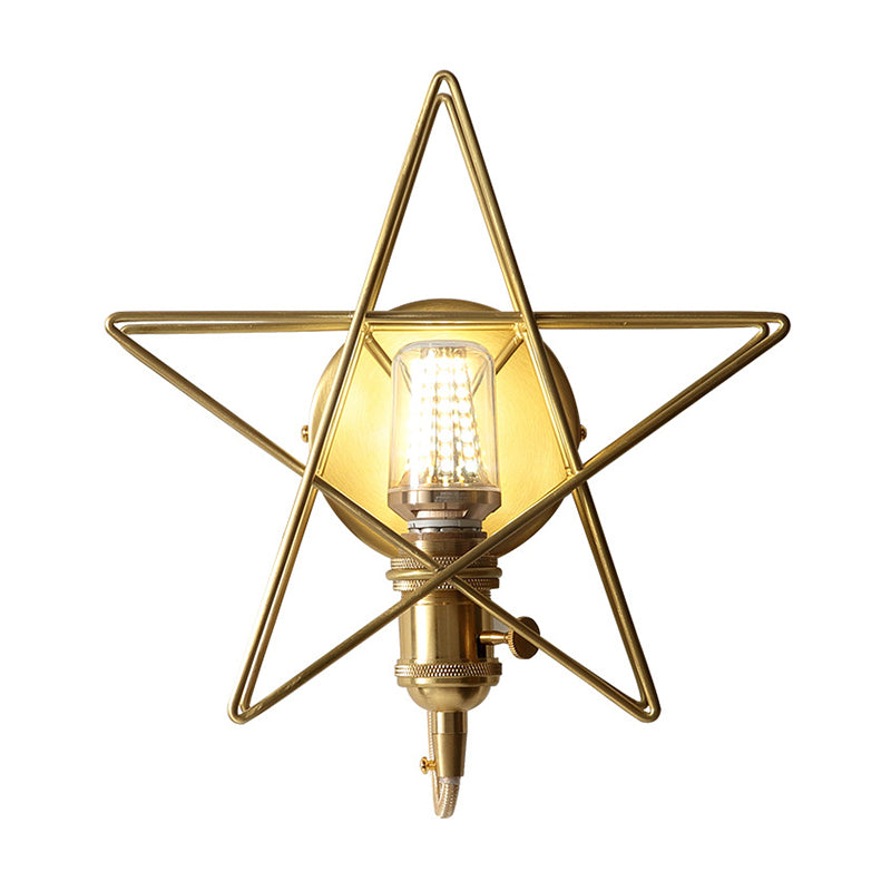 Minimalist Gold Iron Wire Star Wall Sconce with 1 Head for Bedroom Lighting -  - DINIBLO 