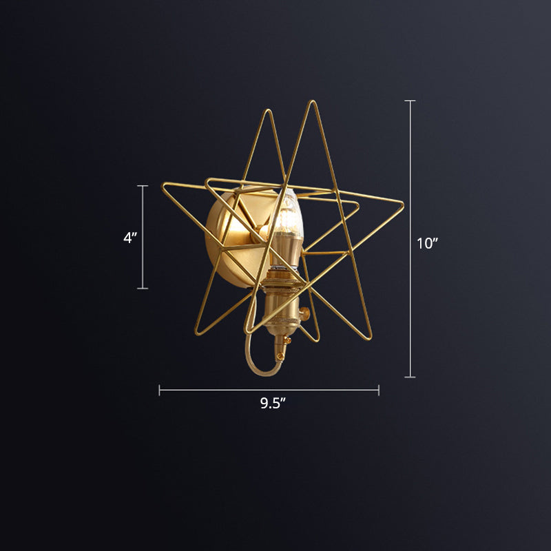 Minimalist Gold Iron Wire Star Wall Sconce with 1 Head for Bedroom Lighting -  - DINIBLO 