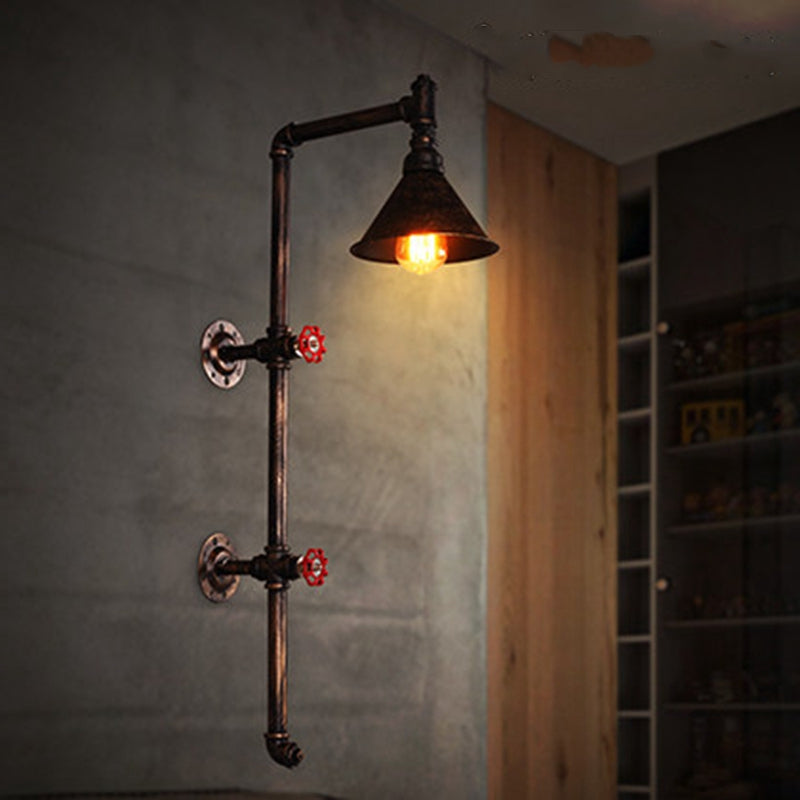 Industrial Style Rust Conical Wall Lamp - Metal 1-Light Corridor Wall Lantern -  - DINIBLO 