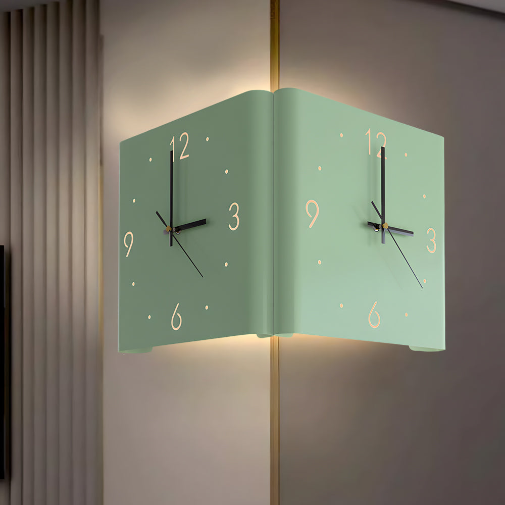 Mute USB Motion Sensor LED Foldable Double Sided Corner Wall Clock - Lighting > Wall Lights > Wall sconces - DINIBLO 