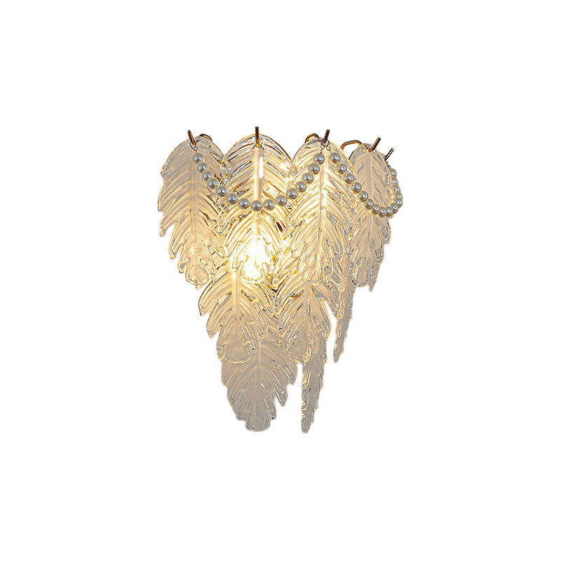 Glass Leaves Feathers Luxury Three Step Dimming French Style Wall Lamp - Lighting > Wall Lights > Wall sconces - DINIBLO 