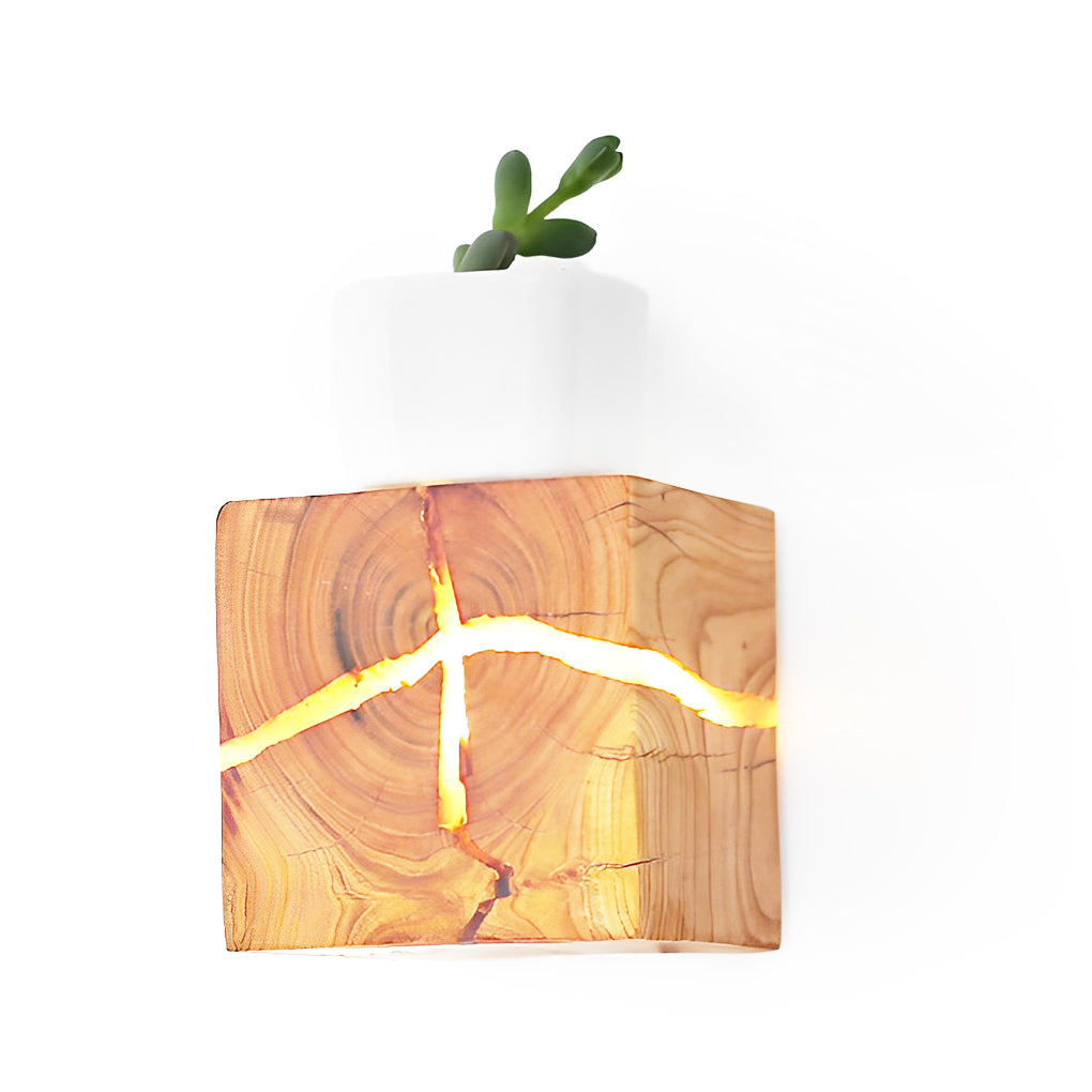 Cracked Wood Grain Design Creative Square Wall Lamp Wall Sconce Lighting - Lighting > Wall Lights > Wall sconces - DINIBLO 