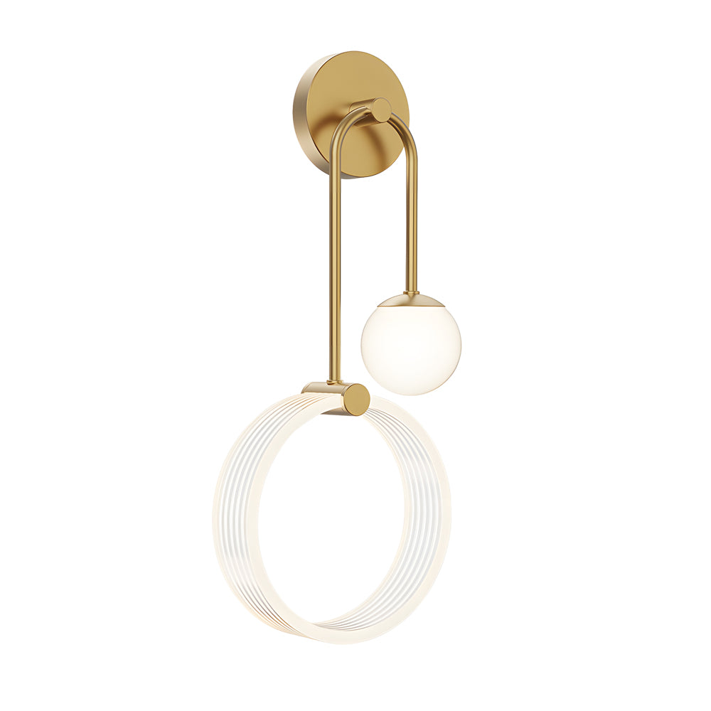 Modern 2-Light LED Wall Sconces with Acrylic Ring and Frosted Globe - Lighting > Wall Lights > Wall sconces - DINIBLO 