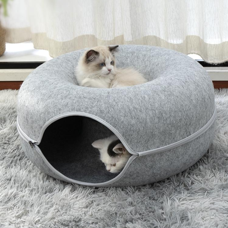 Felt Cat Donut Tunnel Bed - Cat Beds - DINIBLO 