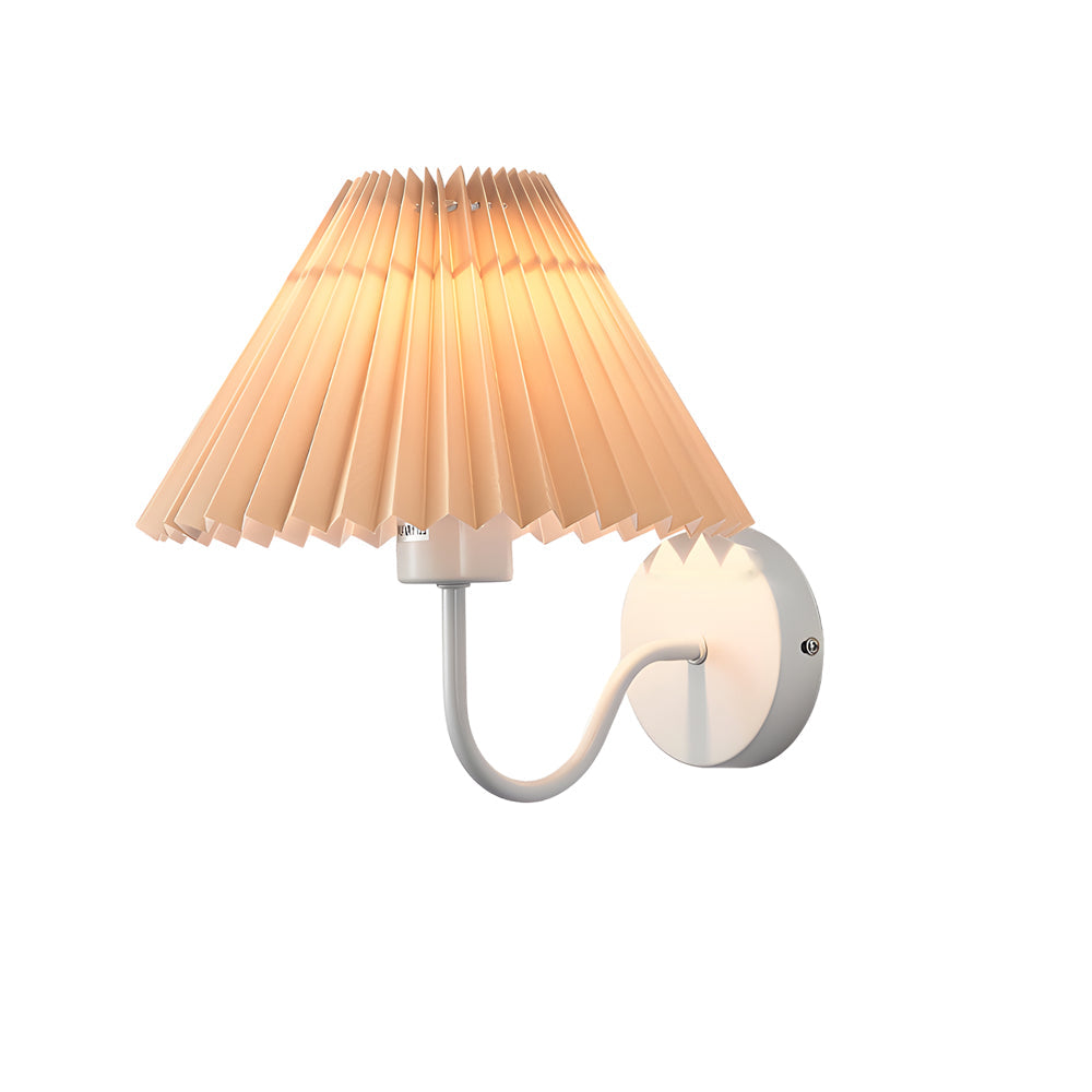 Vintage 1-Light Dimmable Metallic Armed Sconce with Pleated Fabric Shade - Lighting > Wall Lights > Wall sconces - DINIBLO 