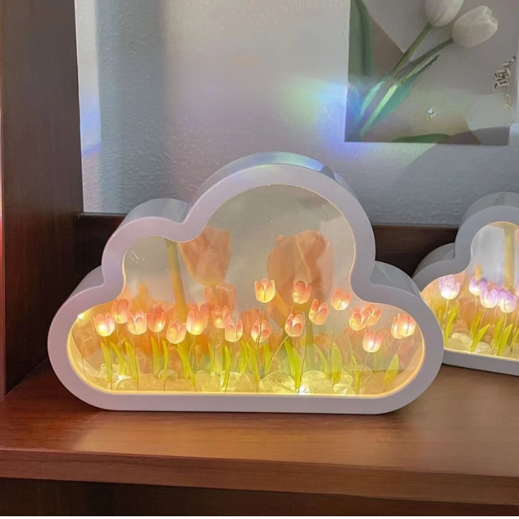 Cloud Tulip Night Light DIY Mirror - Night Lights & Ambient Lighting - DINIBLO 