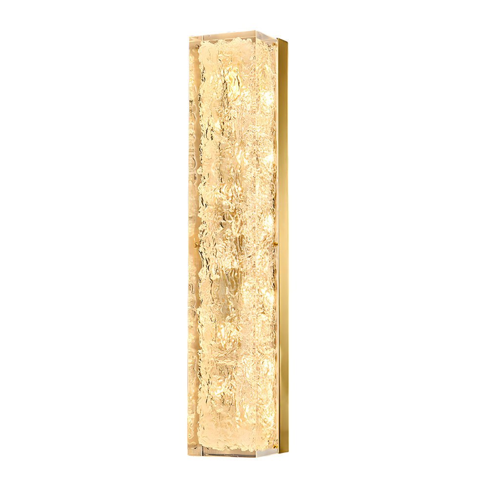 Modern Brass 1-Light LED Wall Sconces Rectangle Wall Light in Ice Resin - Lighting > Wall Lights > LED Wall Lights - DINIBLO 