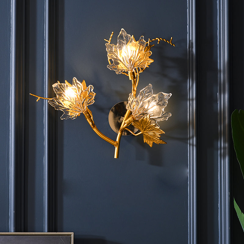 Maple Leaves Glass Three Step Dimming Artistic Luxury Postmodern Wall Lamp - Lighting > Wall Lights > Wall sconces - DINIBLO 