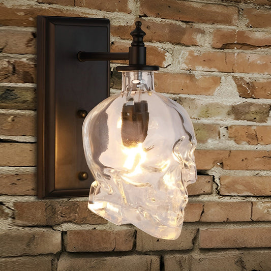 Retro Glass Skull Head LED Black Industrial Style Decorative Wall Lamp - Lighting > Wall Lights > Wall sconces - DINIBLO 